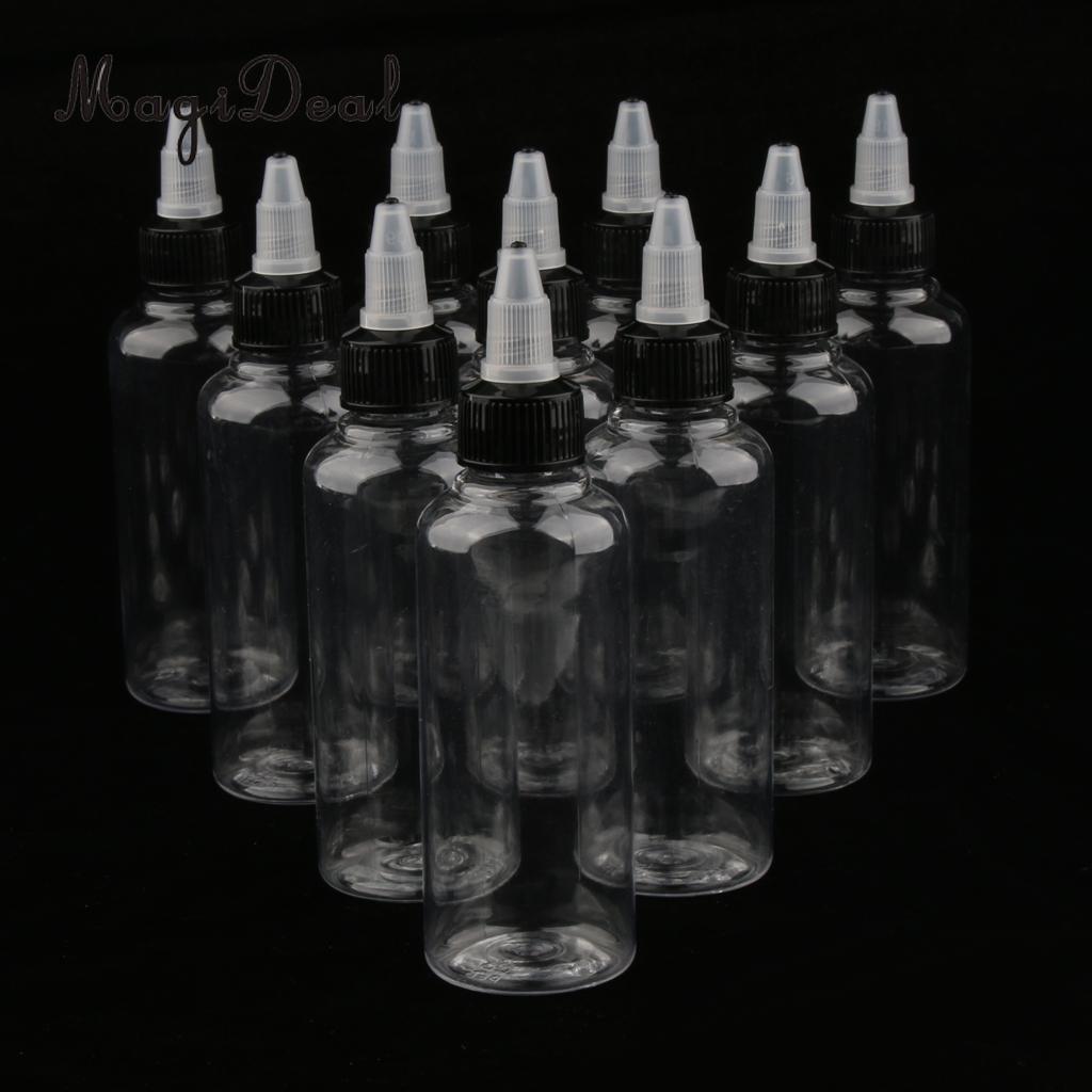 10pcs 100ml Empty Plastic Squeeze Bottle with Twist Top Cap Tip