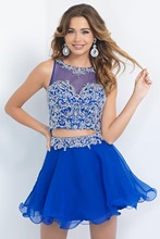 Elegant Cocktail Dresses Blue Summer Casual Chiffon Women Dress Sleeveless Pleated Party Dresses Plus Size Vestidos De Coctel