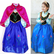New Elsa Princess Girls Costume Party Fancy Snow Freeze Queen Cape Dress 100% Top Good