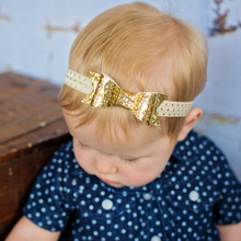 1 pieces New Cut Baby Glisten Bow Knot Headband Girls bow Elasticity headband infant Kids hair accessories W187