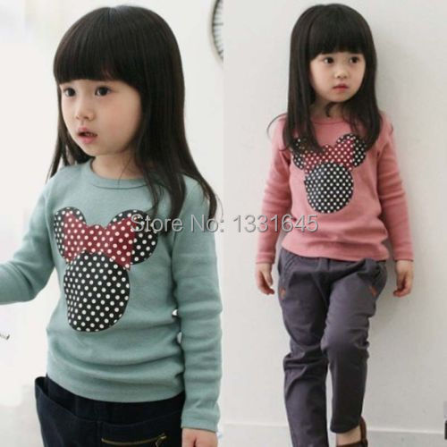 2015 Hot New Kids Toddler Clothes Girls Polka Dot Long Sleeve Casual Blouse Tops