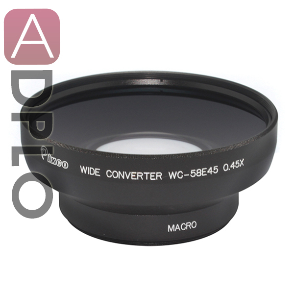 Professional 58mm 0.45X Wide Angle Lens with Macro Black Suit For Canon Nikon Sony Pentax