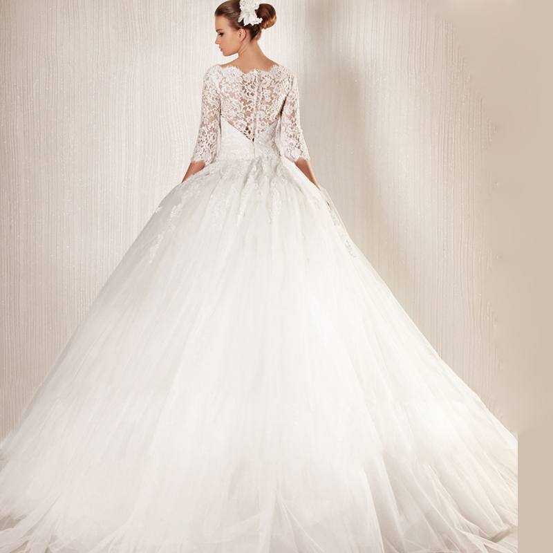 long sleeve lace ball gown wedding dress « Bella Forte Glass Studio
