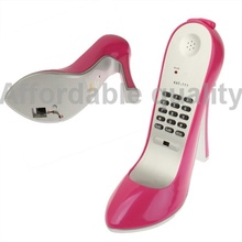 Brand New Free Shipping Plastic Casing High Heeled Shoes Shape Wire Corded Telephone
