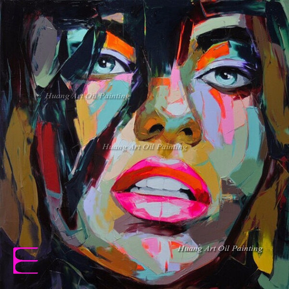 Nielly Francoise Art Work Hand Painted Oil Wall Moonlight Face Art