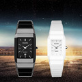 Real Ceramic wrist watches men women black white quartz square couple male female clocks waterproof casual