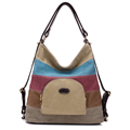 New Trendy Canvas Bag Women Fashion Practical Dual purpose Bag Block Color matching Backpack Designer Casual