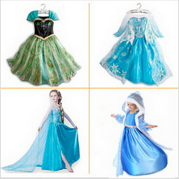 2015 New Summer Girls Dress Elsa Anna Cosplay Dress Princess Party Dress Children Clothing Baby Kids Clothes Vestido Infantil