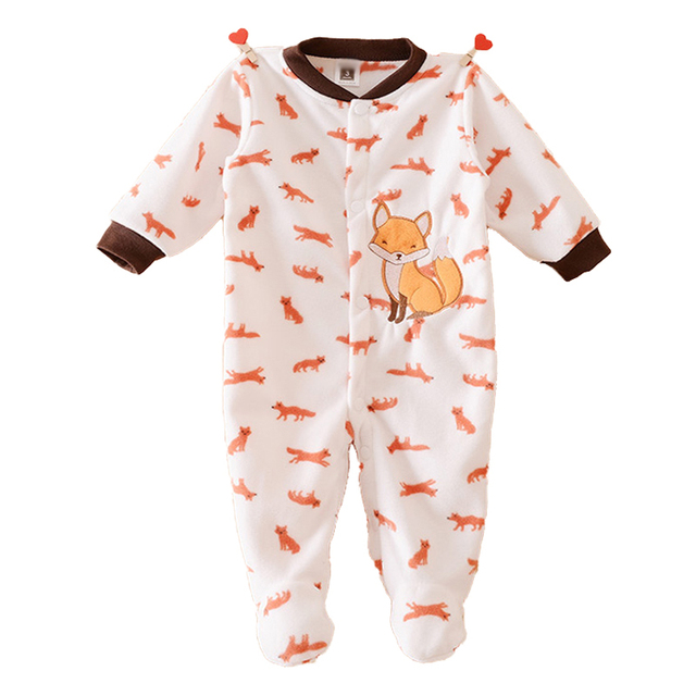 Новорожденный Зима Теплая Baby Rompers Руно Детская Одежда для Девочек Мультфильм Хлопок Мальчик Ползунки Roupa Infantil Следующая Детская Одежда