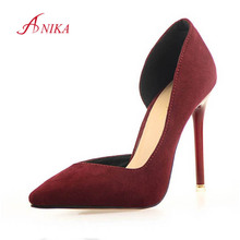 2015 New Two-Piece Pointed Toe Suede Red Bottom High Heels Fashion Sexy High Heel Shoes Women Pumps wedding shoes Pumps 6 colors