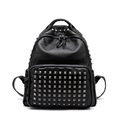 Comfy Soft Leather Rivet Backpack Women 2016 New Fashion Casual Zipper Packsack Korean Style Designer Travel
