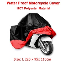 Size L 220 x 95x 110cm Motorcycle Covering Waterproof Scooter Cover UV resistant Heavy Racing Bike Indoor Outdoor Cover Red D10
