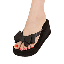 VSEN Hot Summer women slippers Platform Flip Flops Thong Wedge Beach Sandals Knot Bow Shoes
