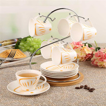 A creative gifts Qiou style suits elegant high temperature ceramic coffee cup coffee cup suit