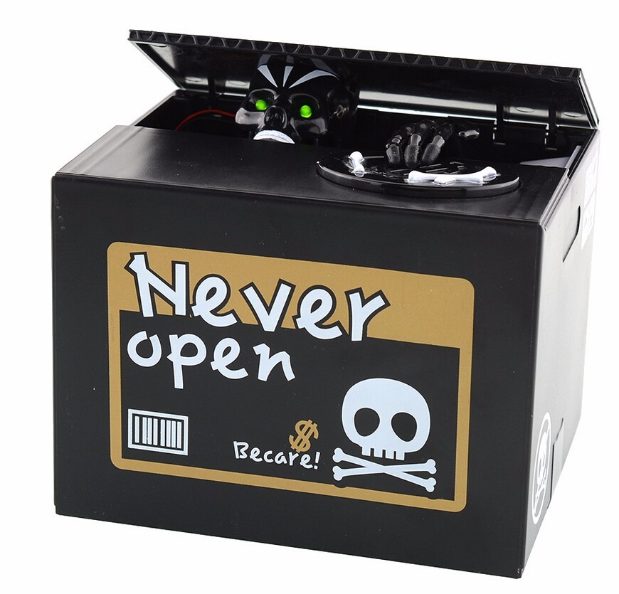 Steal Money Skull Automatic Saving Money Box Coins Piggy Bank Novelty