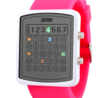2015 skmei relojes para mujer LED binary dígitos 30 m impermeabiliza la correa del silicón moda de lujo para mujer electrónicos deportes de pulsera