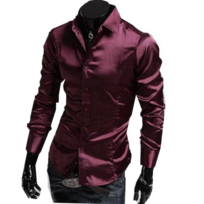 purple satin shirt men