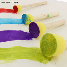 4pcs/Bag Sponge Brush Seal Sponge DIY Paint Brush Original Wooden Handle Children Painting Graffiti Kids Early Learning Toy