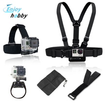 GoPro Accessories Set Harness Adjustable Elastic Chest Belt + Head Stap Mount for Go pro Hero 4 2 3 hero4 Hero3 Black edition