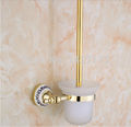 Modern New Designed Bathroom Wall Mounted Golden Finish Toilet Brushed Holder Glass Cup