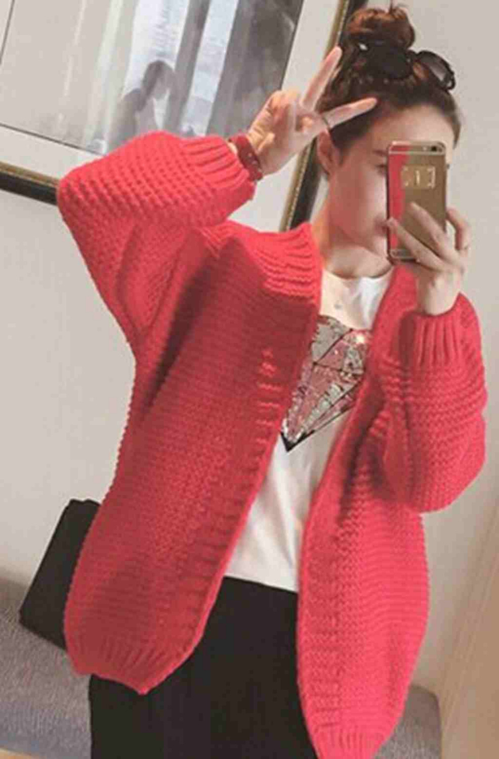 Lazy casual cardigan Dignified fashion wild loose sweater female models Free Shipping sweaters