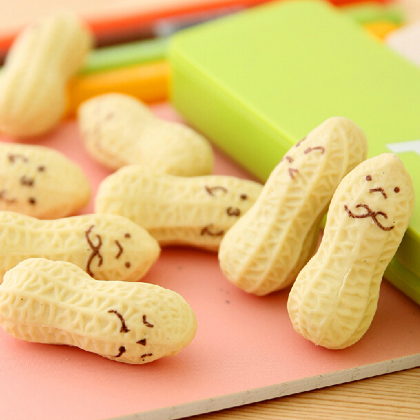 1piece New Cute Kawaii Peanut Rubber Eraser Lovely Cartoon Korean Stationery for kids Children School Supplies