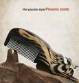 Hot popular Pure authentic phoenix carved black horn hair comb massage anti static combs hairbrushes SY26D5