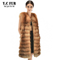 X Long Luxury Women Winter Waistcoat High Quality Natural Fox Fur Vests Warm Winter Fur Gilet