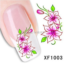 Min order is 10 mix order Water Transfer Nail Art Stickers Decal Beauty Cute Pink Flowers