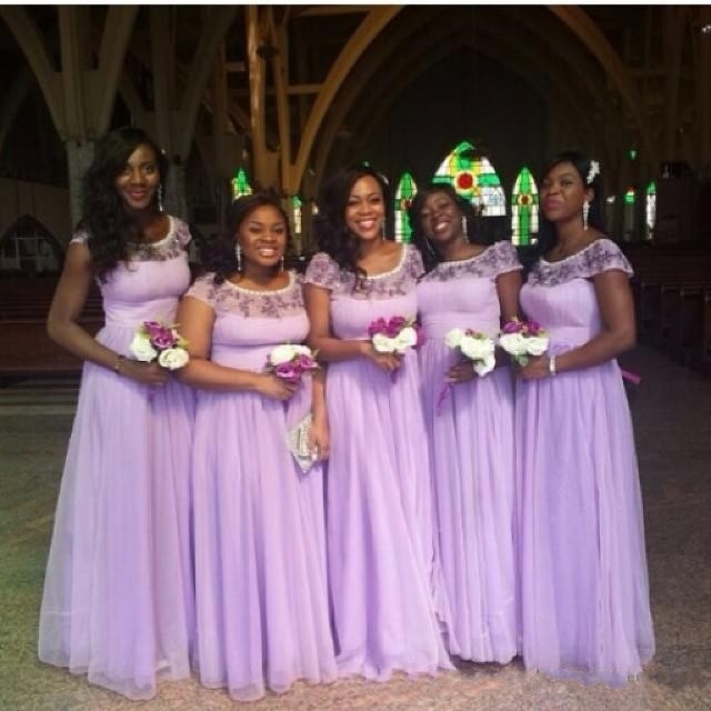 Lilac bridesmaid dresses lace