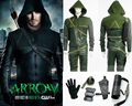2015 Superhero Green Arrow Cosplay Costume for men leather jacket leather pants Oliver Queen green arrow