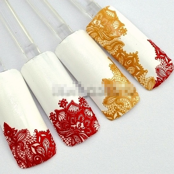 4 colors lace fingernails sticker 10pcs High Quality 3D nail art stickers decals decorations tool beauty