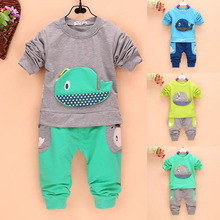 2Pcs Outfits Kids Baby Boys Clothes Long Sleeve Whale Tops Long Pants Clothing Sets 1 4Y