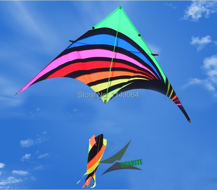 free shipping high quality new design rainbow delta kite ripstop nylon