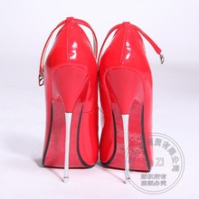 Unisex Strappy Extreme High Heels Metal 16cm Thin Heel Pointed Toe Red Bottom Shoes Sole Cosplay