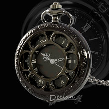 Free shipping 2015 New top sale gun black Roman numerals Vintage watch Quartz Pocket Watch With