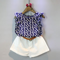 New 2016 girl set children summer casual wear floral sleeveless T shirt shorts suit cotton clothing