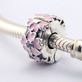 Fits Pandora Original Charms Bracelet 925 Sterling Silver Primrose Clip Beads Light Pink Enamel Charms CZ