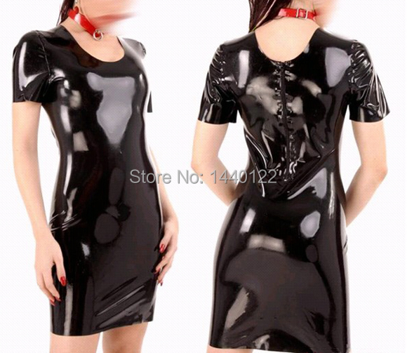 Sexy black latex dress 100% natural latex costumes for women