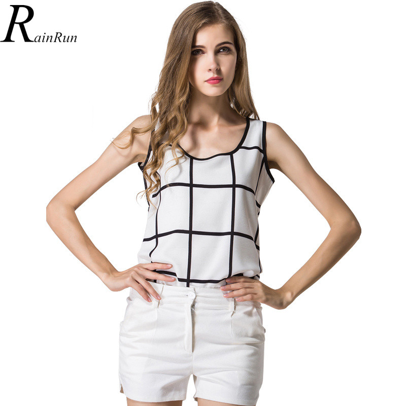 RainRun Hot font b Plaid b font Blouse Feminino Chemise Femme Women Blouses White Summer Shirts