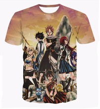 Classic Anime Fairy Tail T-shirts Natsu Dragneel/Lucy Heartphilia/Erza Scarlet Characters 3D t shirt Mens Casual tee t shirts