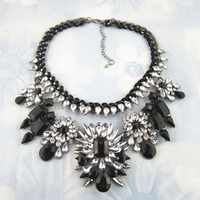 2015 Fashion Necklace Shourouk Chain Chunky Statement Necklace Pendant Wholesale Jewelry Blue Crystal Choker Necklace Women