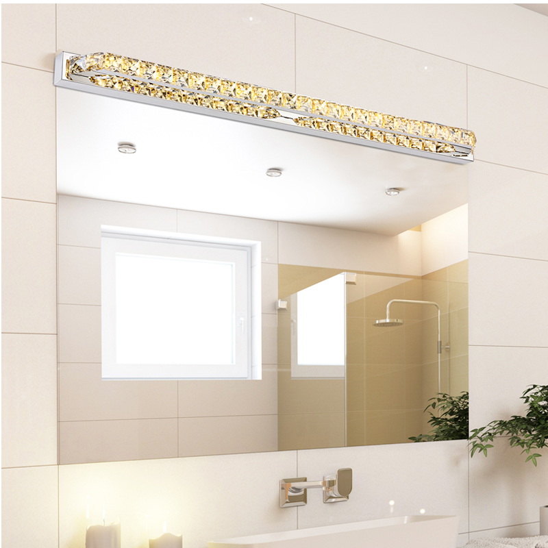 Luxury 100cm long waterproof crystal wall light over mirror 110V / 220V 26W led bathroom lamp indoor lampada