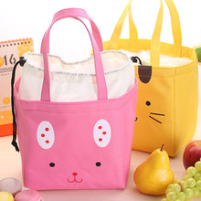 Thickening Insulation Waterproof Portable South Korea Brown Handbag Lunch Meal Bag Lunch Box Cut Cartoon Small Bag Free Shipping