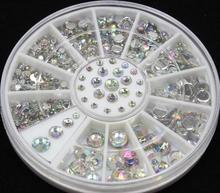5 Sizes 400 Pcs Nail Art Tips Crystal Glitter Rhinestone 3D Nail Art Decoration Wheel