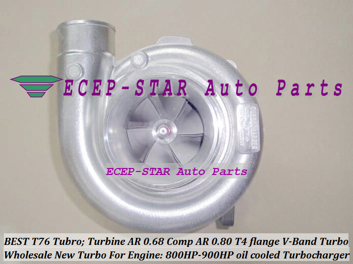 Turbocharger Turbo only oil cooled T76 Turbine AR 0.68 Comp AR 0.80 800HP-900HP T4 Turbo charger T4 flange V-Band (6)