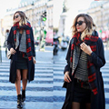 Za Christmas Scarf Winter Brand Neck Warmer Houndstooth Cashmere Tartan Plaid Double Side Blanket Scarf Shawl