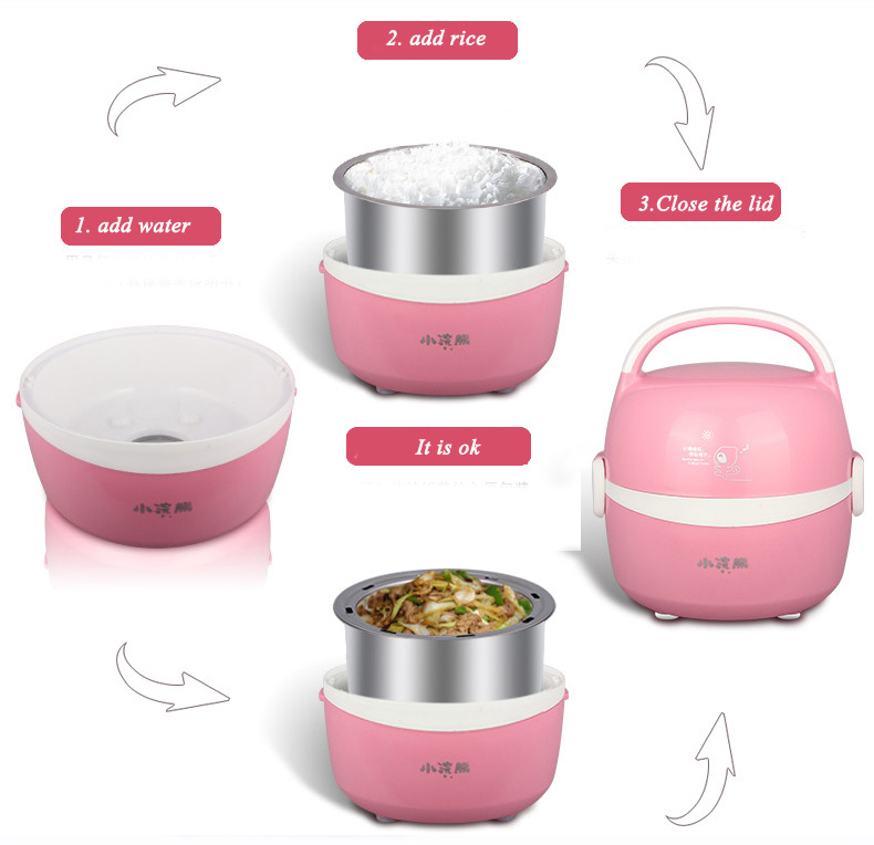 Pink 1 Piece Electric Rice Cooker Burning resistant Mini Rice Cooker 1.2Lin Rice Cookers from
