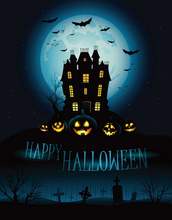 Halloween Photography Backdrops For Photos Digital Printed Castle With Flying Bat Photo Backdrops Photo Studio
