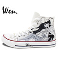 Wen Black White Hand Painted Shoes Design Custom Anime Romeo Juliet High Top Men Women s